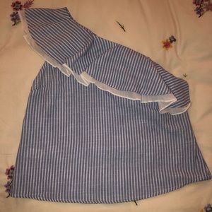 Striped one-shoulder top